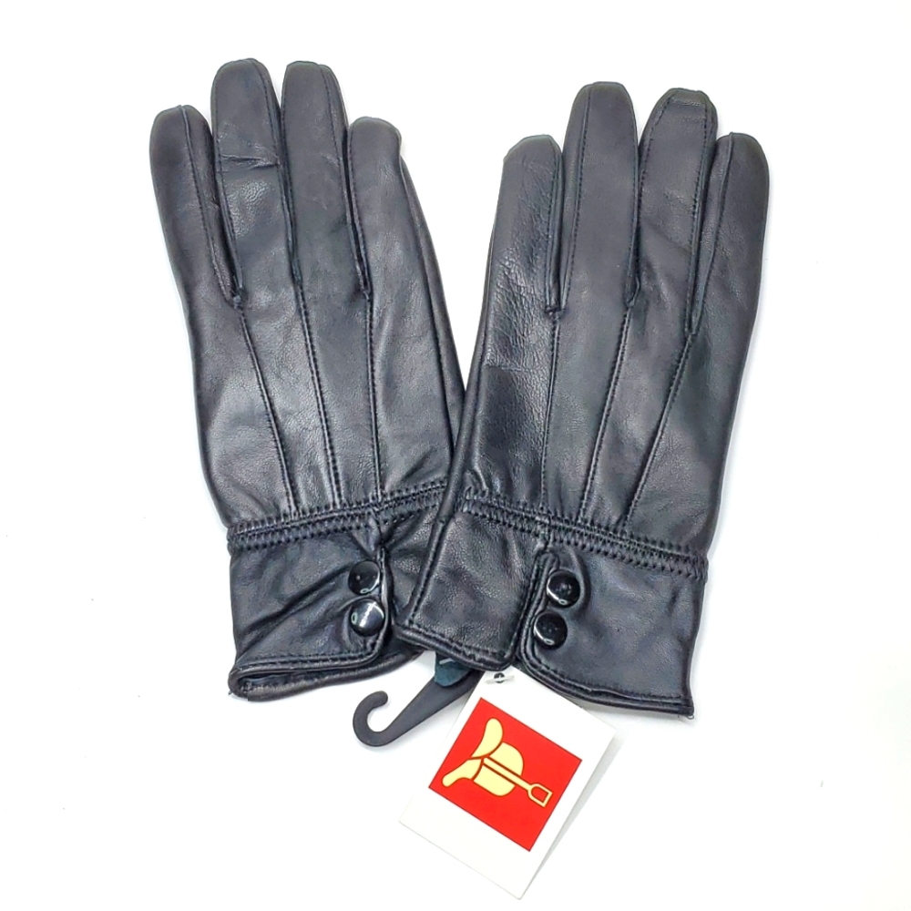 English Leather Black Leather Gloves S M